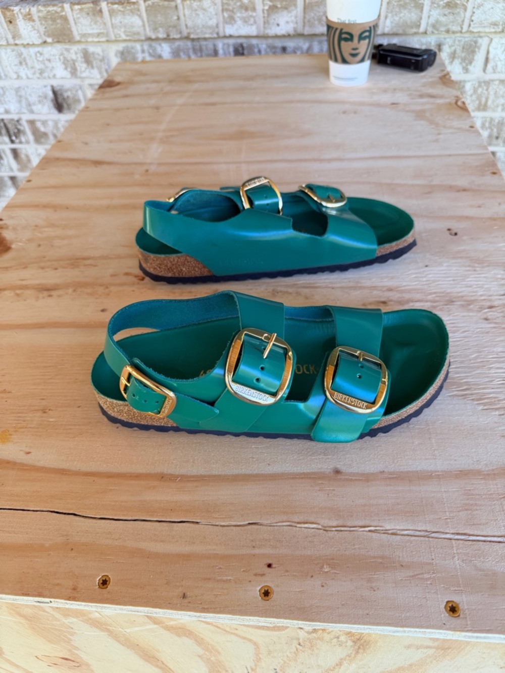 Birkenstock 40 100% Leather Green New - Picture 6 of 12